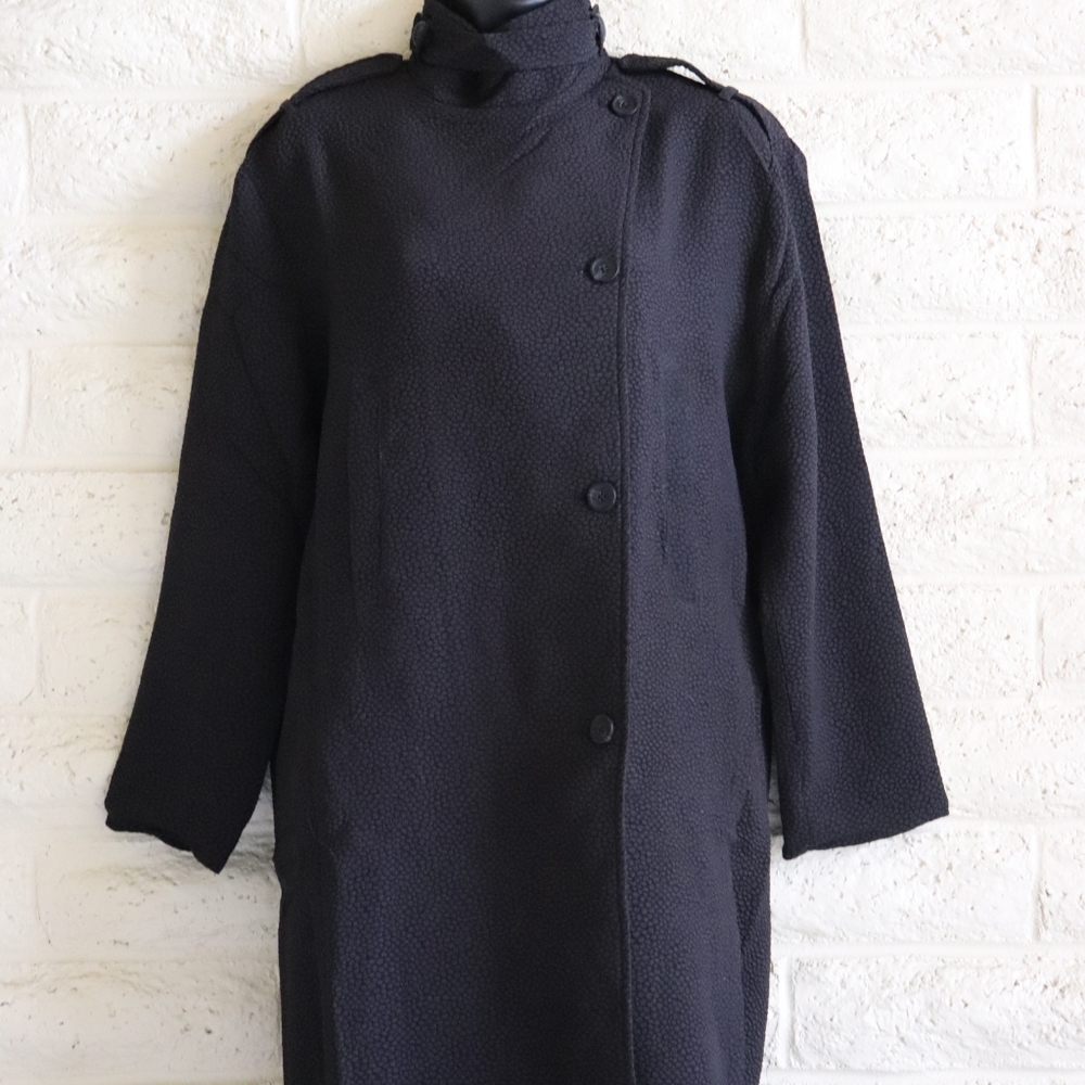 Line & Dot NWT pebbled black pea coat trench coat - Picture 3 of 6